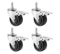 BiSaXieTa M16 Threaded Stem Swivel Caster, 3/4/5 Inch Heavy Duty Industrial Caster, Furniture Nylon Castor, No Noise, Set of 4, for Industrial, Furniture(Brake,4inch)