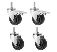 BiSaXieTa M16 Threaded Stem Swivel Caster, 3/4/5 Inch Heavy Duty Industrial Caster, Furniture Nylon Castor, No Noise, Set of 4, for Industrial, Furniture(2 Swivel+2 Brake,3inch)