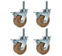 BiSaXieTa M20*60mm Threaded Stem Caster, 4/5/6 Inch Heavy-duty Caster, Industrial Nylon Swivel Castor, with Brake, Set of 4, for Cart, Workbench(Brake,6inch)