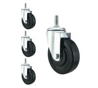 BiSaXieTa M20 Threaded Stem Caster with Brake, 4 Inch Heavy Duty Industrial Swivel Caster, No Noise Rubber Castor, Set of 4, Total Load Capacity 330kg/727Lbs(Swivel,M20*60)