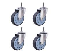 BiSaXieTa Set of 4, 3"/4"/5" Swivel Casters, M16*30 Threaded Stem, with Brake, TPR Rubber Industrial Casters, for Furniture, Carts, and Industrial Equipment(Swivel,3"(75mm))