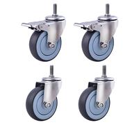 BiSaXieTa Set of 4, 3"/4"/5" Swivel Casters, M16*30 Threaded Stem, with Brake, TPR Rubber Industrial Casters, for Furniture, Carts, and Industrial Equipment(2 Swivel+2 Brake,3"(75mm))