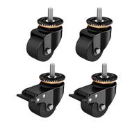 BiSaXieTa Silent Swivel Casters, Diameter 3" / 4" / 5", M20 Threaded Stem, Heavy-duty Industrial Nylon Casters, with Brake, Non-slip Wear-resistant, Set of 4(2 Swivel+2 Brake,3"(75mm))