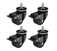 BiSaXieTa Silent Swivel Casters, Diameter 3" / 4" / 5", M20 Threaded Stem, Heavy-duty Industrial Nylon Casters, with Brake, Non-slip Wear-resistant, Set of 4(Brake,3"(75mm))