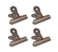 Bisbai 4pcs Vintage Copper Metal Bulldog Clips Zinc Alloy Long Tail Hinge Clip 65mm/2.56" for Home, School, Corporate Office