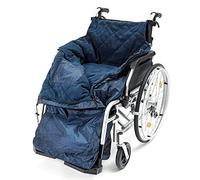 Biscay Deluxe Wheelchair Cosy - Large | Navy Blue | Waterproof Polyester & PVC Quilted Fleece Lined Zipped Opening Adjustable Buckled Loops Wheelchair Cosy for Protection from Elements
