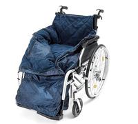 Biscay Deluxe Wheelchair Cosy - Navy Blue | Adult Child Waterproof Polyester & PVC Quilted Fleece Lined Zipped Opening Adjustable Buckled Loops (Extra Large (Without VAT Relief))