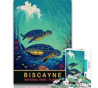 Biscayne Sea Turtles Puzzles 1000 Pieces for Teenagers,Challenging To Complete But Fun And Humorous Unique Home Decor And Gifts 38x26cm