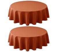 Biscaynebay 2 Pack Textured Fabric Round Tablecloths 60'' for Tables diameters from 28" to 48", Rust Table Cloth Water Resistant Small Circle Folding Table Covers for Dining Kitchen Wedding Parties