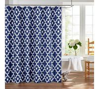 Biscaynebay Extra Long Navy Blue Moroccan Beads Textured Fabric Shower Curtains 72" W x 84" Drop