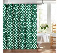 Biscaynebay Extra Long Textured Fabric Christmas Shower Curtains - 72" Wide x 84" Long - Moroccan Hunter Green - Beaded Print - For Hotel and Spa - Machine Washable