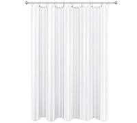 Biscaynebay Fabric Shower Curtain or Liner 72" X 72", White Water Repellent Damask Stripes Bathroom Curtains Machine Washable