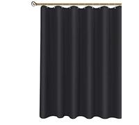 Biscaynebay Fabric Wide Shower Curtain Liners 84 Inch Width by 72 Inch Length, Black Water Resistant Bathroom Curtains, Rust Resistant Grommets Top Weighted Bottom Machine Washable