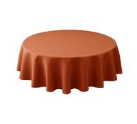 Biscaynebay Fall Tablecloth Textured Fabric Round Table Cloth 60" for Tables diameters from 28" to 48", Rust Thanksgiving Autumn Harvest Water Resistant Fabric Table Cover for Kitchen, Dining, Parties