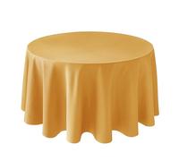 Biscaynebay Fall Tablecloth Textured Fabric Round Tablecloths 90", Fall Gold Thanksgiving Autumn Harvest Water Resistant Fabric Tablecloths for Kitchen, Dining, Wedding, Parties Machine Washable