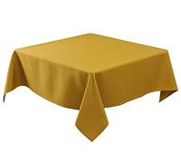 Biscaynebay Textured Fabric Christmas Square Table Cloth 60x60 Inches, Gold Water Resistant Tablecloths for Dining, Kitchen, Wedding and Parties etc. Machine Washable