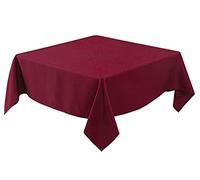 Biscaynebay Textured Fabric Christmas Square Table Cloth 90x90 Inch, Burgundy Water Resistant Tablecloths for Dining, Kitchen, Wedding, Parties etc. Machine Washable