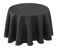 Biscaynebay Textured Fabric Round Tablecloths 60" for Tables Diameters from 20" to 40", Black Water Resistant Tablecloths for Dining, Kitchen, Wedding and Parties etc Machine Washable