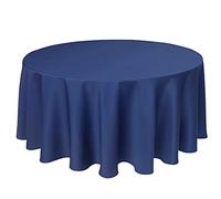 Biscaynebay Textured Fabric Round Tablecloths 90", Navy Water Resistant Washable Table Cloths Circle Folding Table Covers Linen for Dining, Kitchen, Wedding & Parties etc