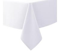 Biscaynebay Textured Fabric Tablecloths 70x120 Inches Rectangular, White Water Resistant Tablecloths for Dining, Kitchen, Wedding and Parties etc. Machine Washable