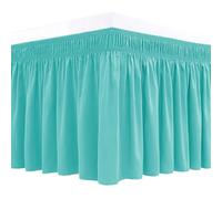 Biscaynebay Wrap Around Bed Skirts for Full & Full XL Beds 14" Drop, Aqua Adjustable Elastic Dust Ruffles Easy Fit Wrinkle Resistant Silky Luxurious Fabric Machine Washable