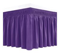 Biscaynebay Wrap Around Bed Skirts for Full & Full XL Beds 15" Drop, Purple Adjustable Elastic Dust Ruffles Easy Fit Wrinkle & Fade Resistant Silky Luxurious Fabric Machine Washable