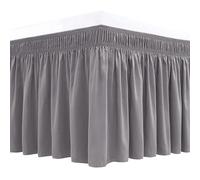 Biscaynebay Wrap Around Bed Skirts for Full & Full XL Beds Short Drop of 12", Silver Grey Adjustable Elastic Dust Ruffles Easy Fit Wrinkle Resistant Silky Luxurious Fabric Machine Washable
