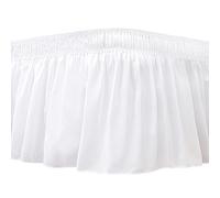 Biscaynebay Wrap Around Bed Skirts for Full & Full XL Beds with Short Drop of 12", White Adjustable Elastic Dust Ruffles Easy Fit Wrinkle Resistant Silky Luxurious Fabric Machine Washable