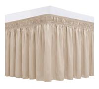 Biscaynebay Wrap Around Bed Skirts for King & Cal King Beds 14" Drop, Sand Adjustable Elastic Dust Ruffles Easy Fit Wrinkle Resistant Silky Luxurious Fabric Machine Washable