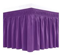 Biscaynebay Wrap Around Bed Skirts for King & Cal King Beds 15" Drop, Eggplant Adjustable Elastic Dust Ruffles Easy Fit Wrinkle & Fade Resistant Silky Luxurious Fabric Machine Washable
