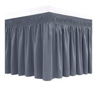 Biscaynebay Wrap Around Bed Skirts for King & Cal King Beds 16" Drop, Dark Grey Adjustable Elastic Dust Ruffles Easy Fit Wrinkle & Fade Resistant Silky Luxurious Fabric Solid Machine Washable