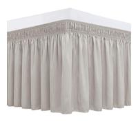 Biscaynebay Wrap Around Bed Skirts for King & Cal King Beds 17" Long Drop, Camel Grey Adjustable Elastic Dust Ruffles Easy Fit Wrinkle Resistant Silky Luxurious Fabric Machine Washable