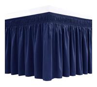 Biscaynebay Wrap Around Bed Skirts for King & Cal King Beds 17" Long Drop, Navy Adjustable Elastic Dust Ruffles Easy Fit Wrinkle & Fade Resistant Silky Luxurious Fabric Solid Machine Washable