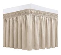 Biscaynebay Wrap Around Bed Skirts for King & Cal King Beds 18" Long Drop, Light Camel Elastic Dust Ruffles Easy Fit Wrinkle & Fade Resistant Silky Luxurious Fabric Solid Machine Washable