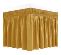 Biscaynebay Wrap Around Bed Skirts for Queen Beds 14" Drop, Christmas Gold Adjustable Elastic Dust Ruffles Easy Fit Wrinkle Resistant Silky Luxurious Fabric Machine Washable