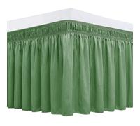 Biscaynebay Wrap Around Bed Skirts for Queen Beds 16" Drop, Sage Adjustable Elastic Dust Ruffles Easy Fit Wrinkle Resistant Silky Luxurious Fabric Machine Washable