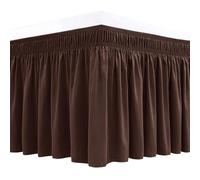 Biscaynebay Wrap Around Bed Skirts for Queen Size Beds 18" Drop, Brown Adjustable Elastic Dust Ruffles Easy Fit Wrinkle Resistant Silky Luxurious Fabric Machine Washable