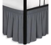 Biscaynebay Wrap Around Bed Skirts with Split Corners for Full Beds 14" Drop, Dark Grey Elastic Dust Ruffles Adjustable Easy Fit Wrinkle & Fade Resistant Silky Luxurious Fabric Machine Washable