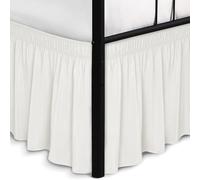 Biscaynebay Wrap Around Bed Skirts with Split Corners for Full Beds 14" Drop, Ivory Elastic Dust Ruffles Adjustable Easy Fit Wrinkle & Fade Resistant Silky Luxurious Fabric Machine Washable