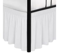 Biscaynebay Wrap Around Bed Skirts with Split Corners for Full Beds 18" Drop, White Adjustable Elastic Dust Ruffles Easy Fit Wrinkle Resistant Silky Luxurious Fabric Machine Washable