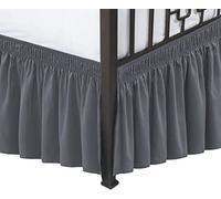 Biscaynebay Wrap Around Bed Skirts with Split Corners for King Beds 14" Drop, Dark Grey Elastic Dust Ruffles Adjustable Easy Fit Wrinkle & Fade Resistant Silky Luxurious Fabric Machine Washable