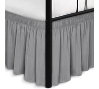 Biscaynebay Wrap Around Bed Skirts with Split Corners for King Beds 16" Drop, Silver Grey Elastic Dust Ruffles Adjustable Easy Fit Wrinkle & Fade Resistant Silky Luxurious Fabric Machine Washable