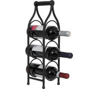 Biscottini Antique Black Wrought Iron Bottle Holder 46x13x14 Wine Rack