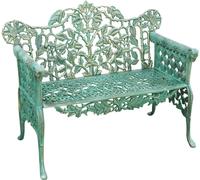 Biscottini Antique Green Cast Iron Garden Bench, 2-Seater, 110x56x86 cm