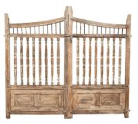Biscottini Antique Rustic Wood Gate Wrought Iron 227x15x204cm Exterior