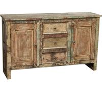 Biscottini Antique Solid Wood Sideboard Cabinet 138x36x84 3 Doors Drawers
