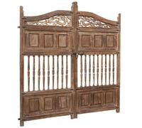 Biscottini Antique Wood Gate Solid Wrought Iron 225x227cm Outdoor Garden