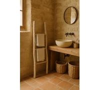 Biscottini Bathroom Towel Ladder 108 x 32 x 3 cm - Decorative Wooden Ladder - Wooden Towel Rail - Bamboo Towel Ladder - Wall Mounted Metal Towel Ladder
