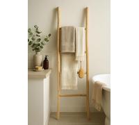 Biscottini Bathroom Towel Ladder 128 x 32 x 3 cm - Decorative Wooden Ladder - Wooden Towel Rail - Bamboo Towel Ladder - Wall Mounted Metal Towel Ladder
