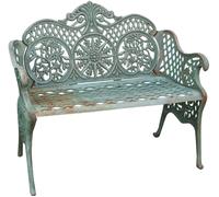 Biscottini Cast Iron Garden Bench Antique Green 2 Seater 110x55x90